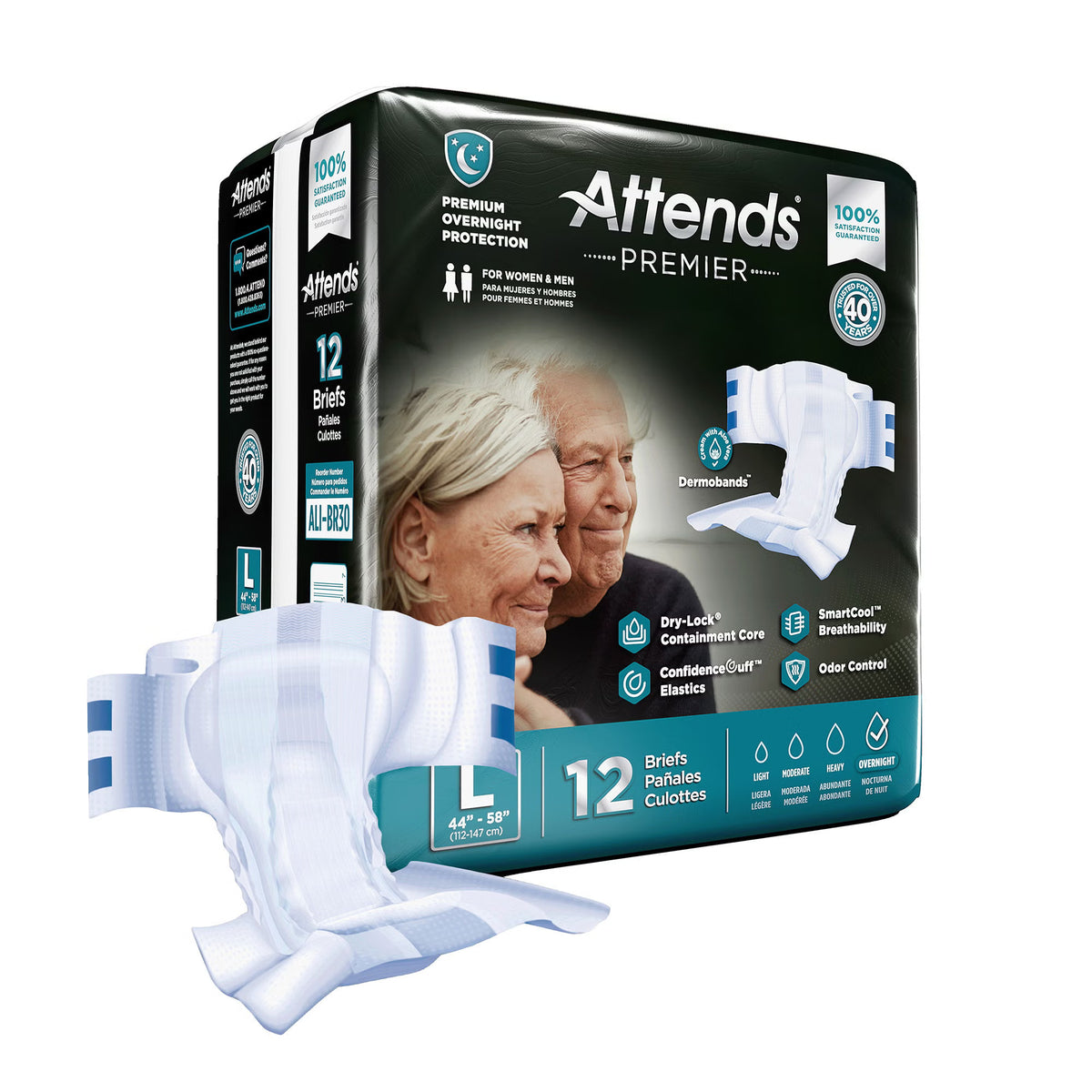 Attends® Premier Briefs, Large — Bag of 12