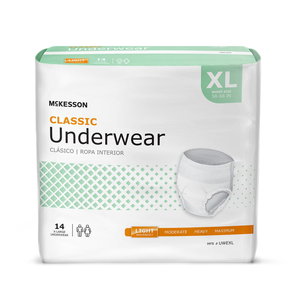 McKesson Classic Light Absorbency Incontinence Underwear, Extra Large