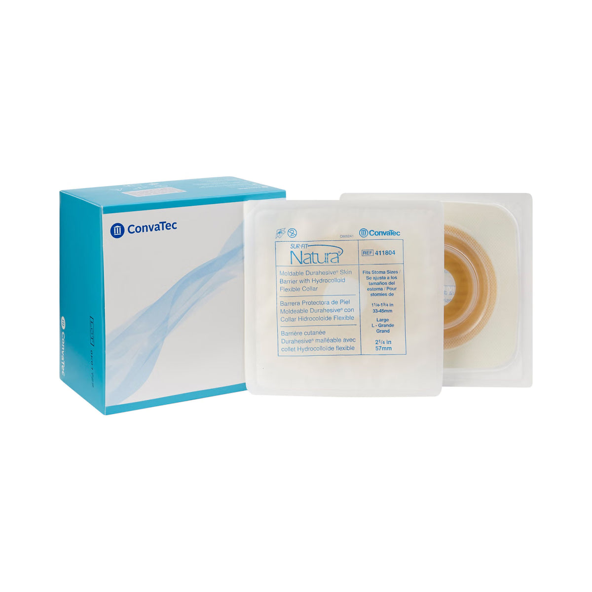 Sur-Fit Natura® Durahesive® Ostomy Barrier with 1.25 – 1.75 Inch Stoma Opening — Box of 10