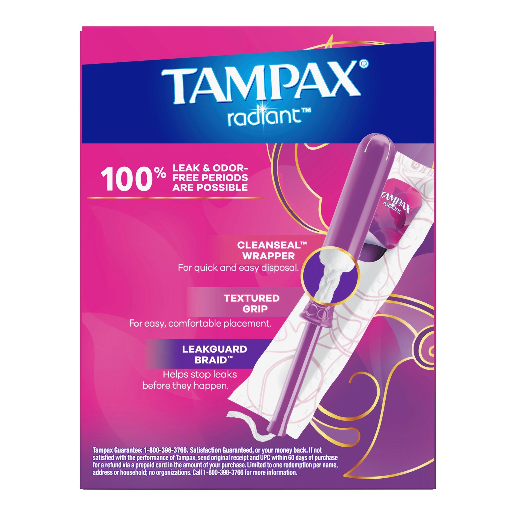 Tampax Radiant Tampons Regular Absorbency Unscented