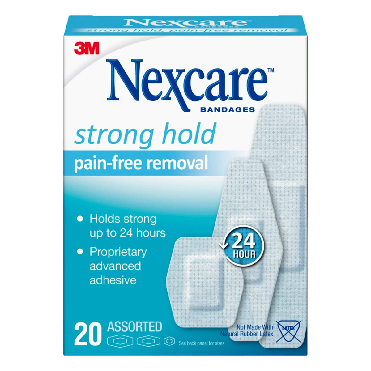 Nexcare™ Sensitive Skin White Adhesive Strip, Assorted Sizes — Pack of 20