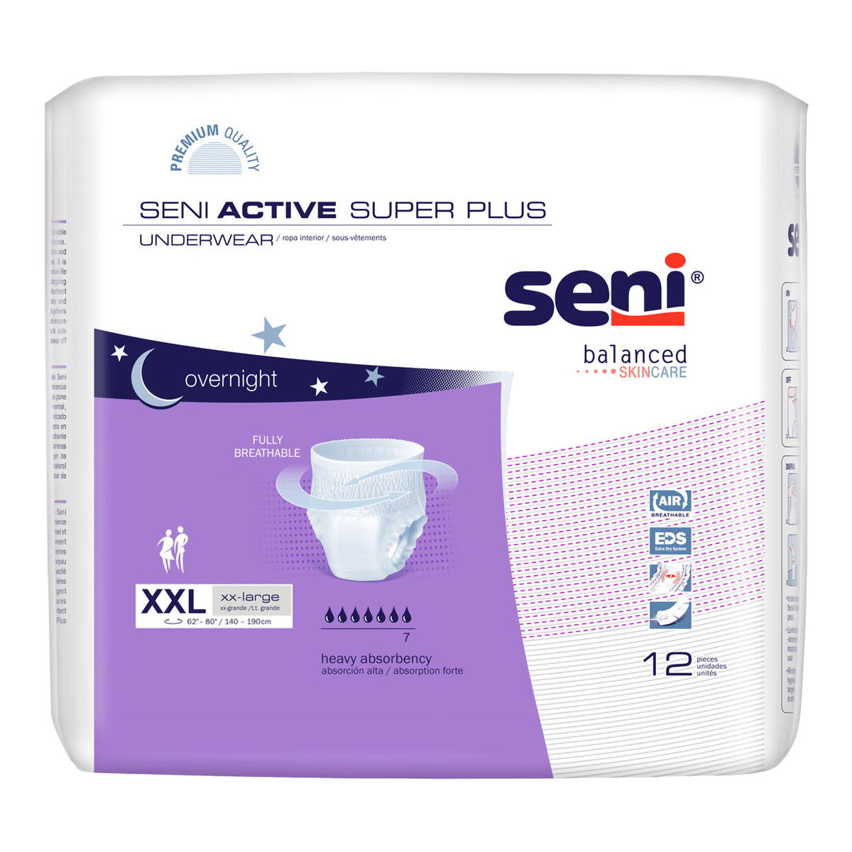 Seni® Active Super Plus Overnight Heavy Absorbent Underwear, 2X-Large — Pack of 12