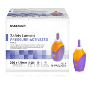 McKesson Pressure Activated Safety Lancets, 30 Gauge, Purple — Case of 2000