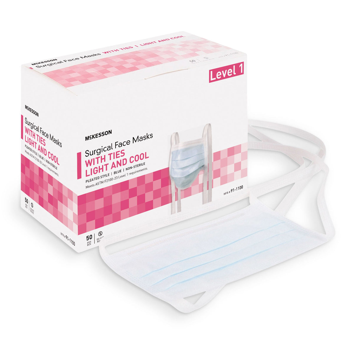 McKesson Classic Style Light & Cool Surgical Mask, Blue — Box of 50
