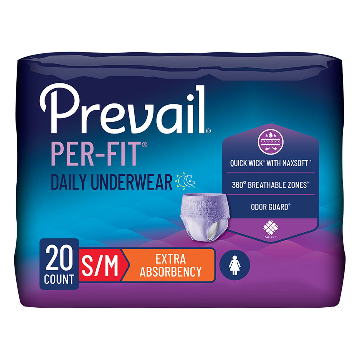 Prevail® Per-Fit® Women Extra Absorbent Underwear, Medium — Case of 80
