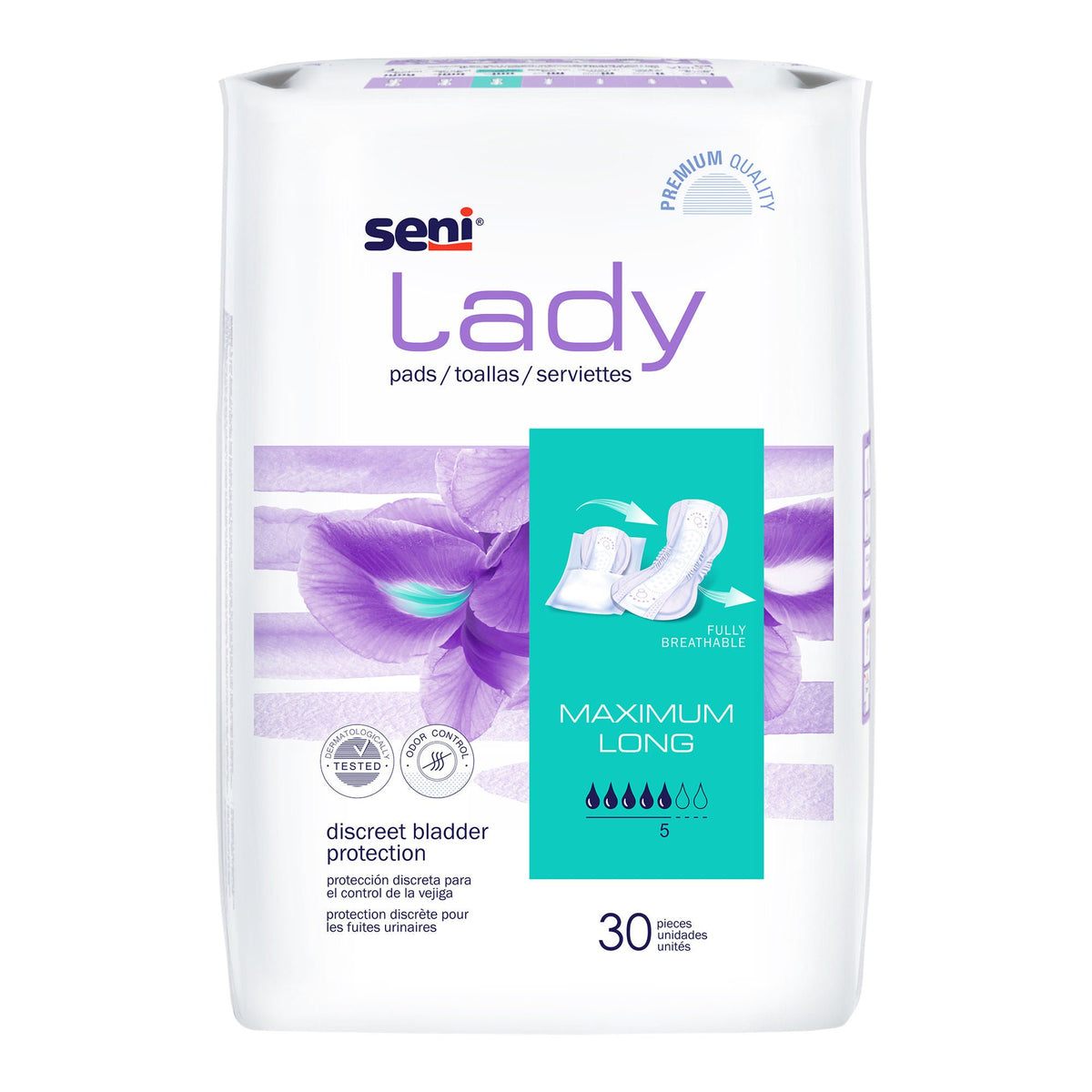 Seni® Lady Maximum Bladder Control Pads, Long — Pack of 30