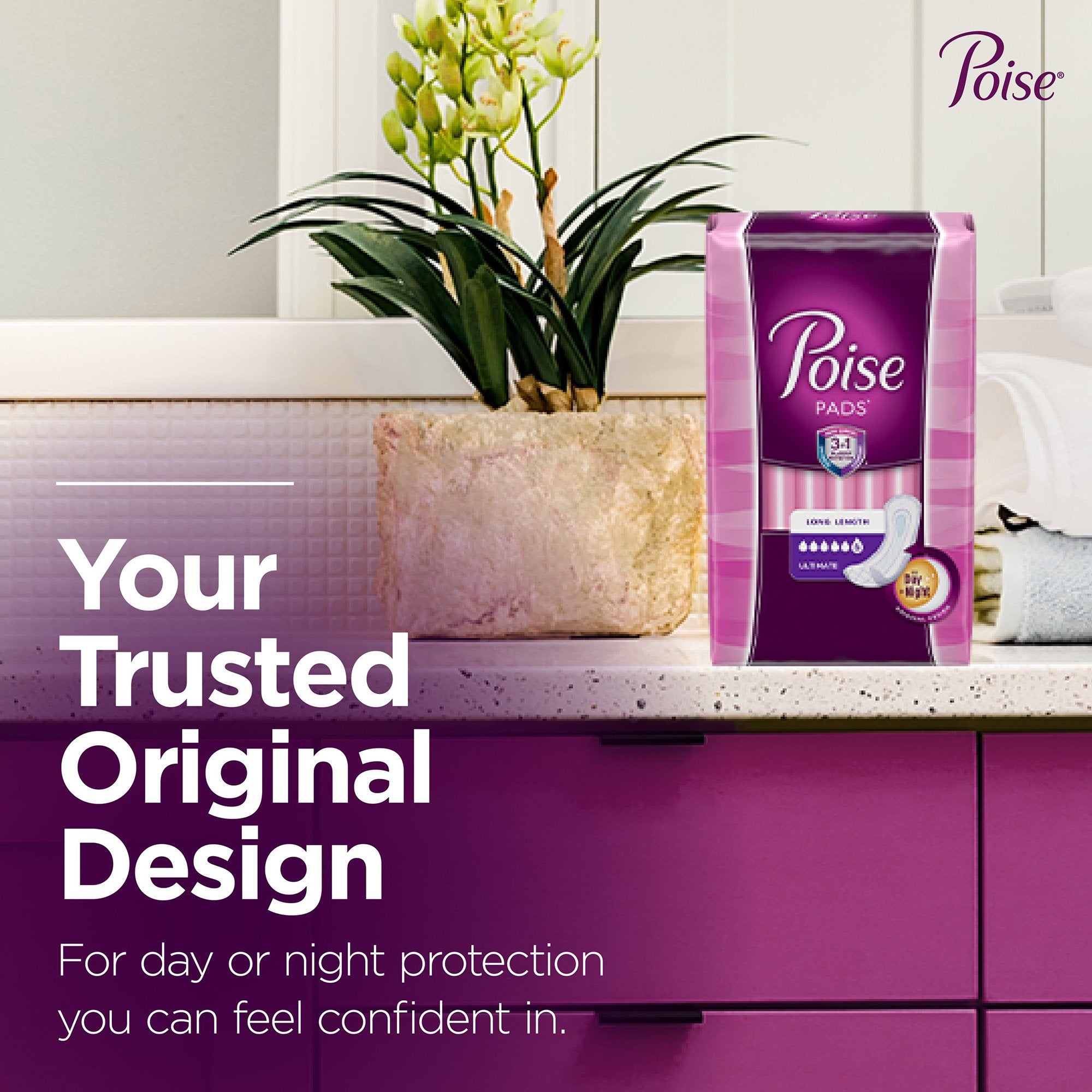 Poise Ultimate Day and Night Bladder Control Pad, Long Length - Case