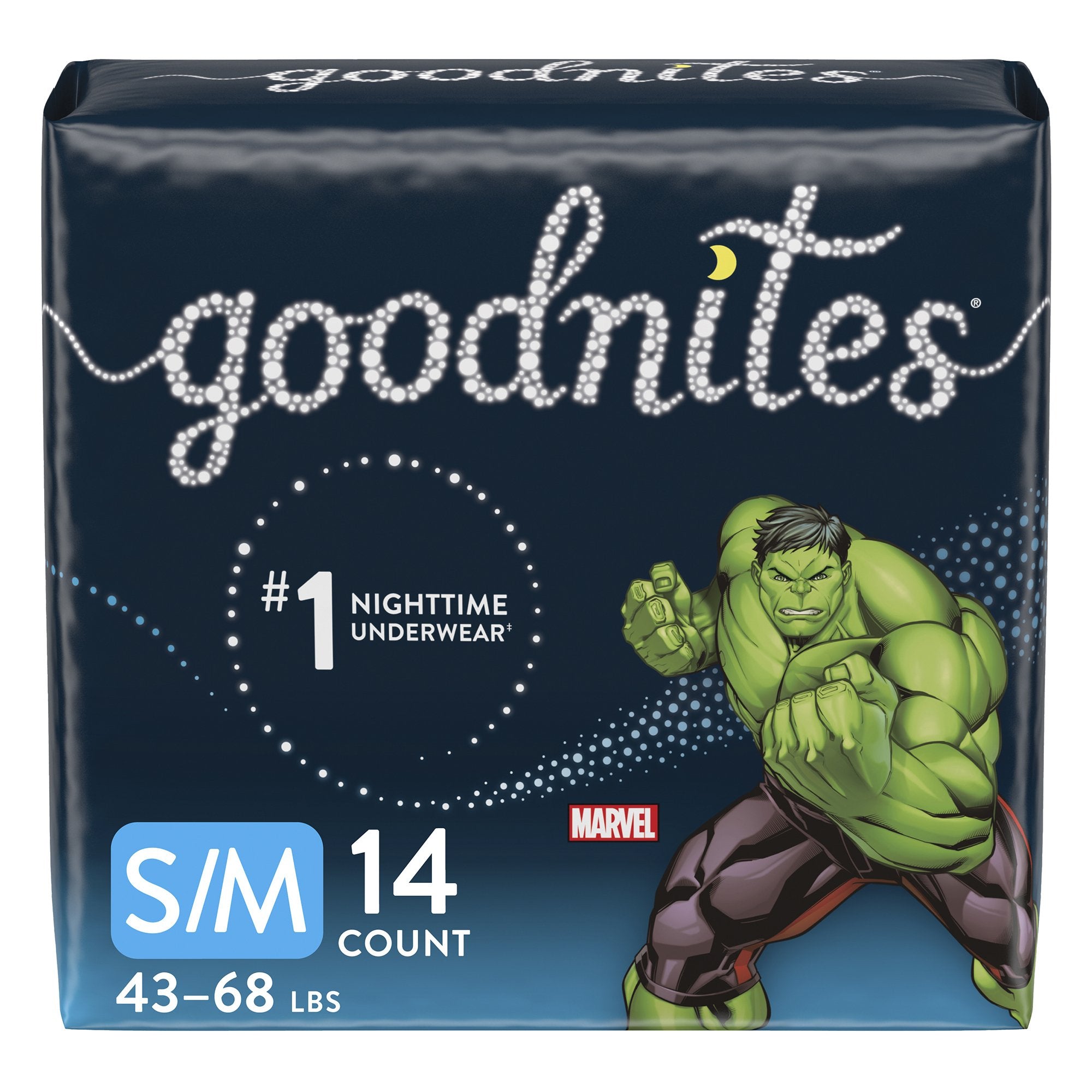 Goodnites Heavy Absorbency Nighttime Underwear, S/M for Boys 43 – 68 lbs.