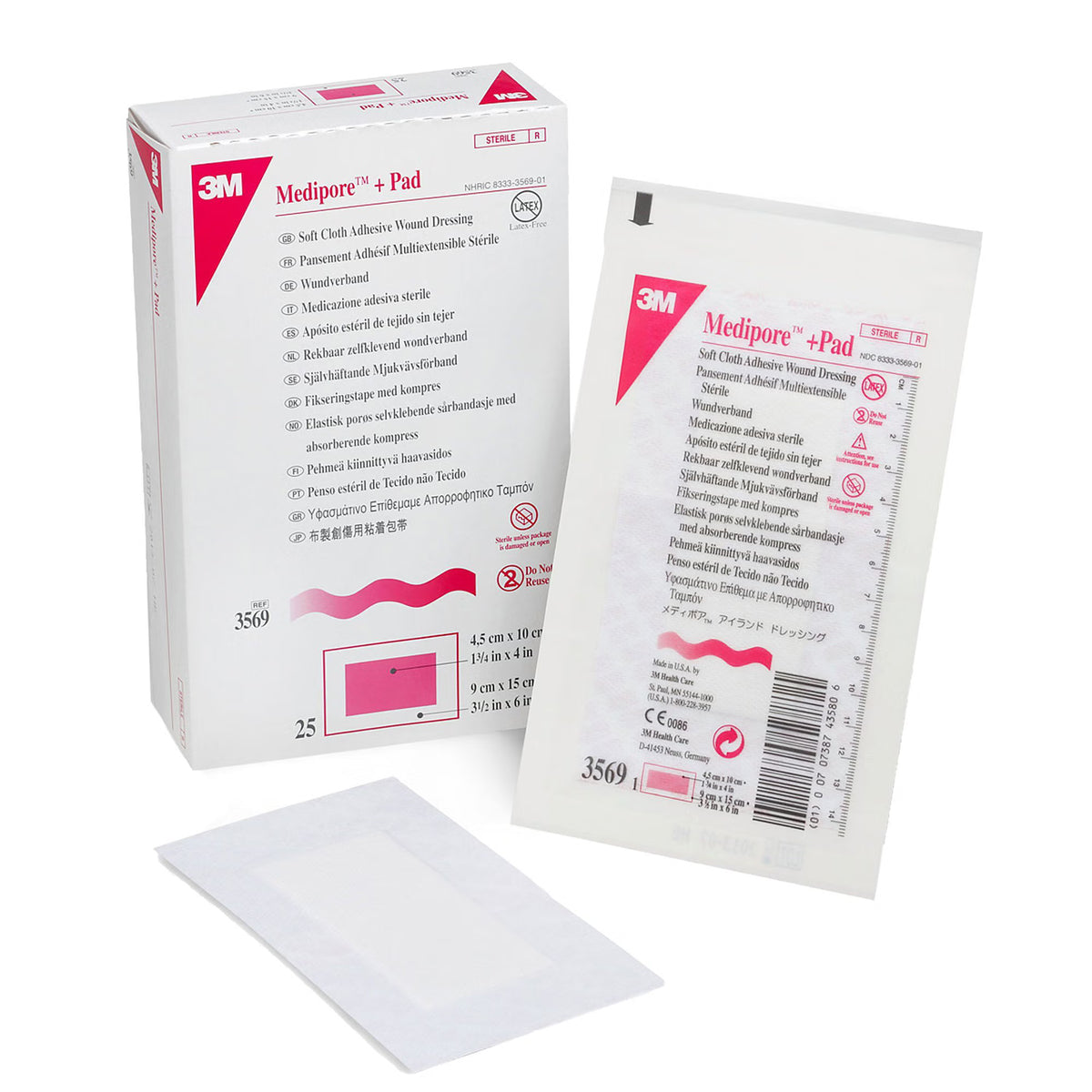 3M™ Medipore™ Adhesive Dressing, Soft Cloth, Sterile, White — Box of 25