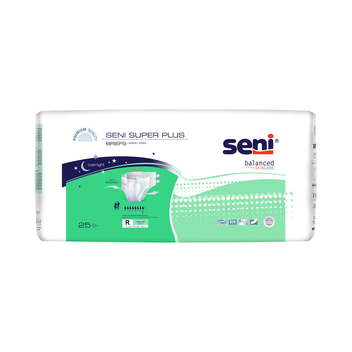 Seni® Super Plus Overnight Heavy Absorbency Incontinence Brief, Regular — Pack of 25