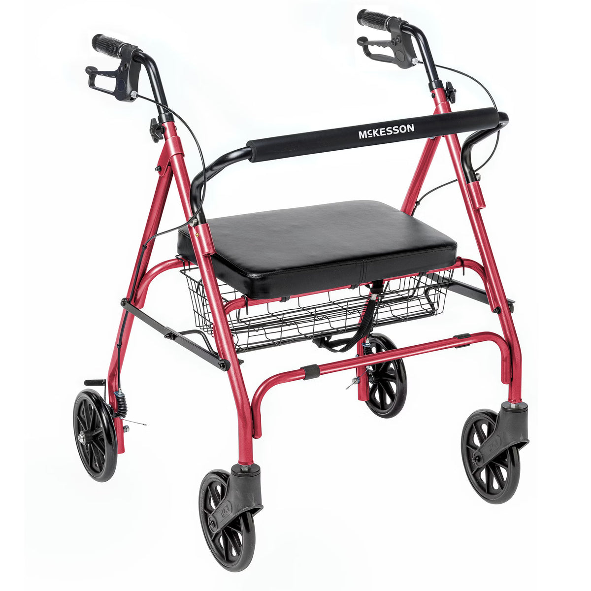 McKesson Bariatric Red Folding Steel Four-Wheel Rollator