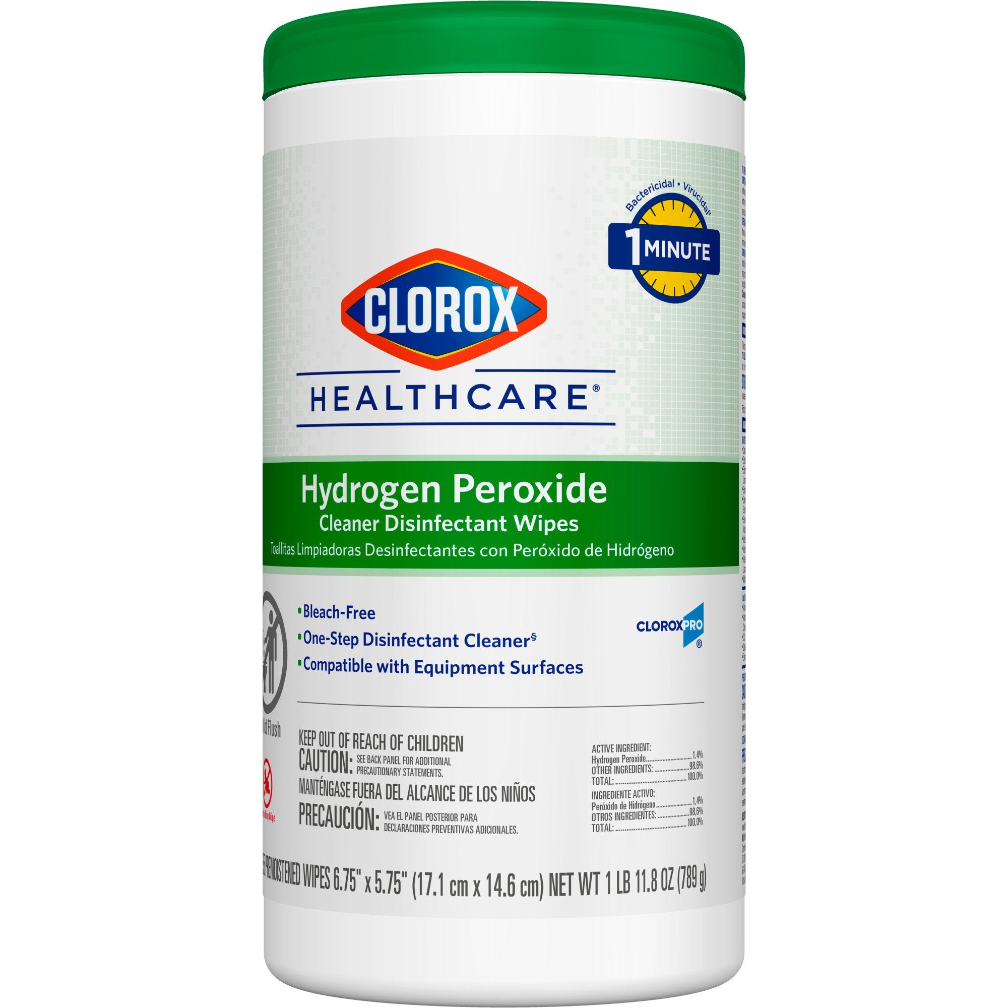 Clorox Healthcare Hydrogen Peroxide Cleaner Disinfectant Wipes 6.75 x 5.75 Inch