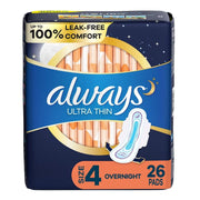 Always Ultra Thin Pads Size 4 Overnight with Flexi-Wings