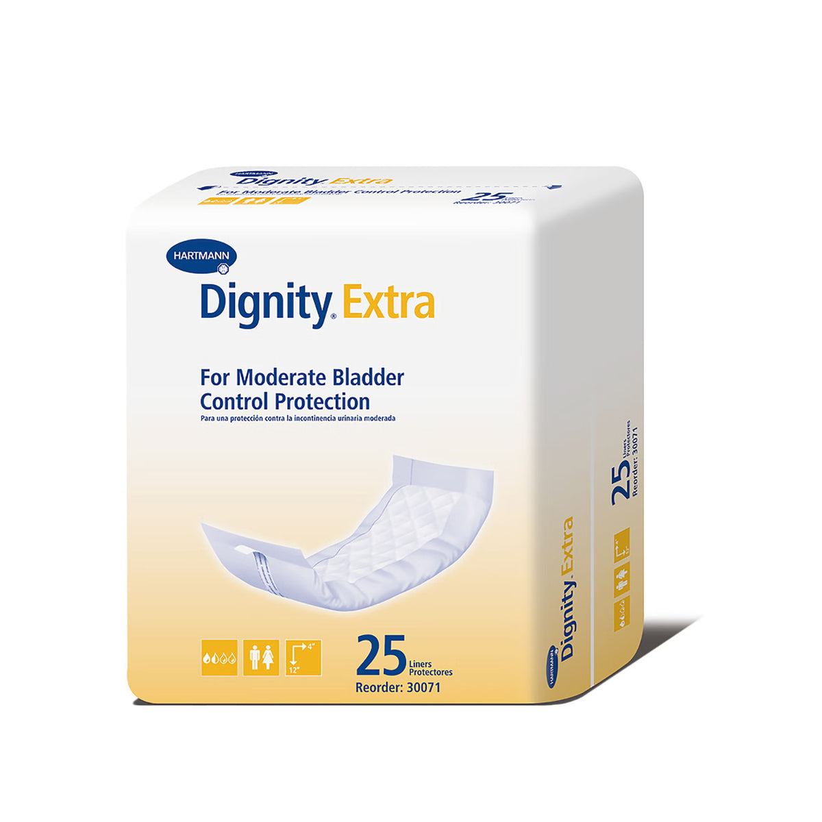 Dignity® Extra™ For Moderate Incontinence Liner, 12-Inch Length — Bag of 25