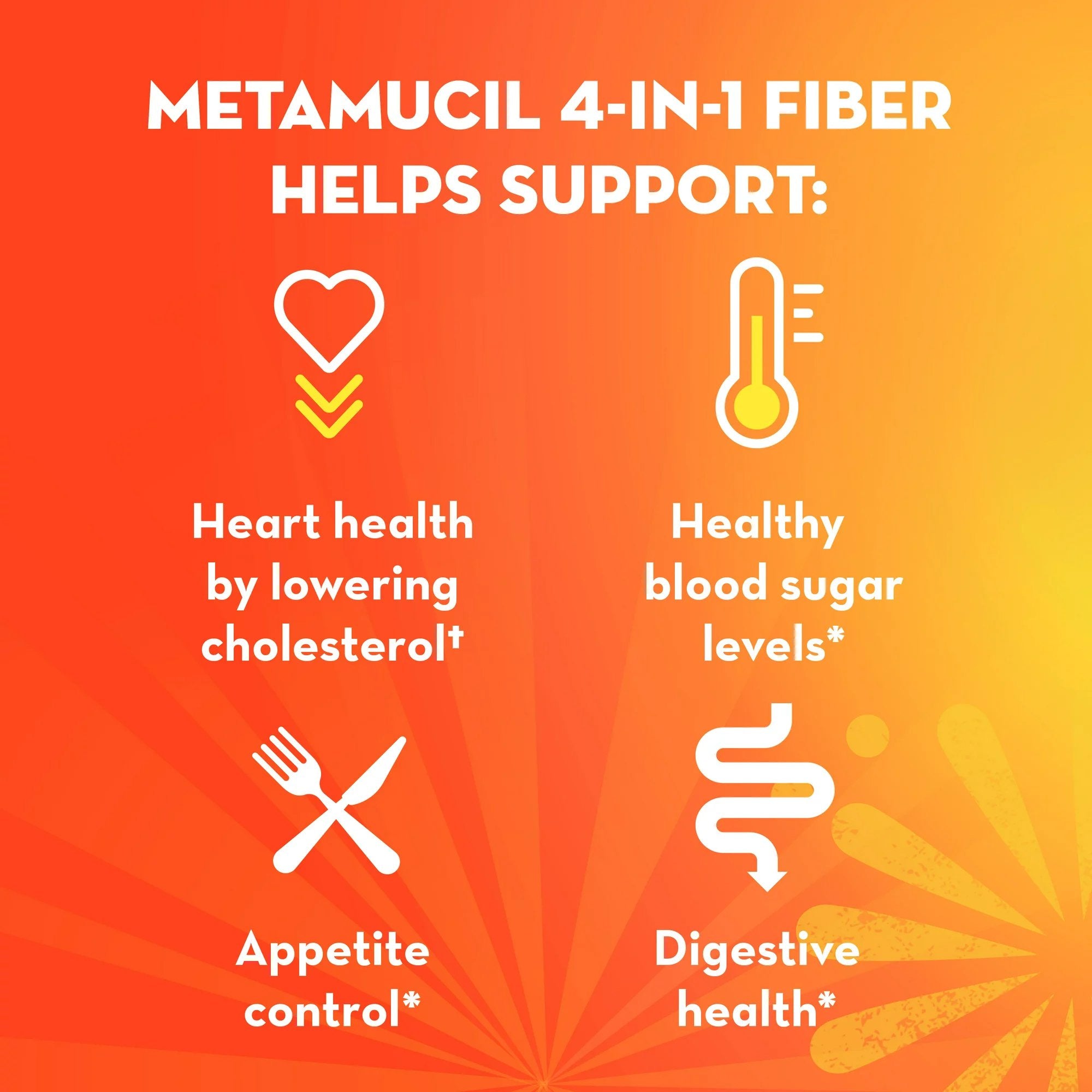 Metamucil Psyllium Fiber Supplement, Orange Powder