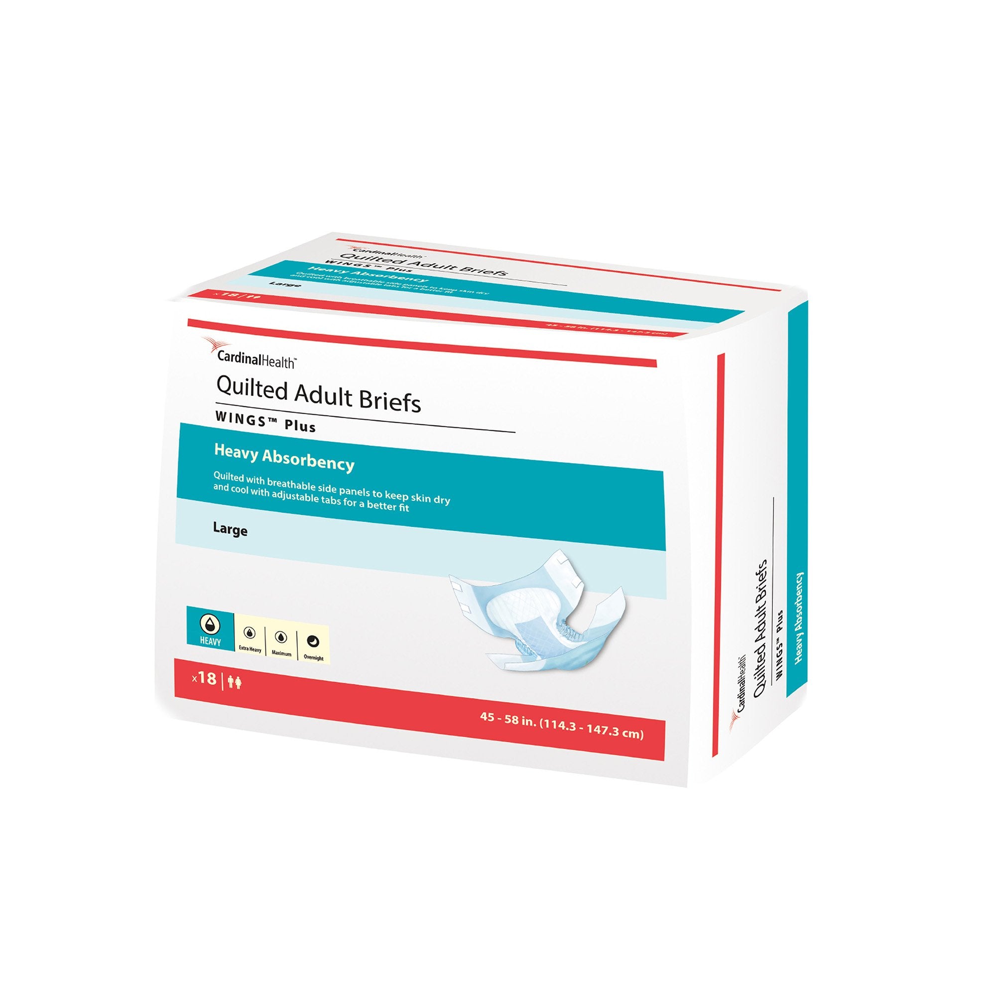 Wings Plus Quilted Heavy Absorbency Incontinence Brief Medium - Case