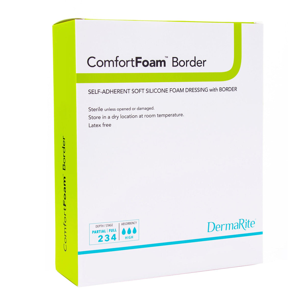 ComfortFoam™ Bordered Foam Wound Dressing w/ Soft Silicone Adhesive, 6 x 8 Inch — Box of 5