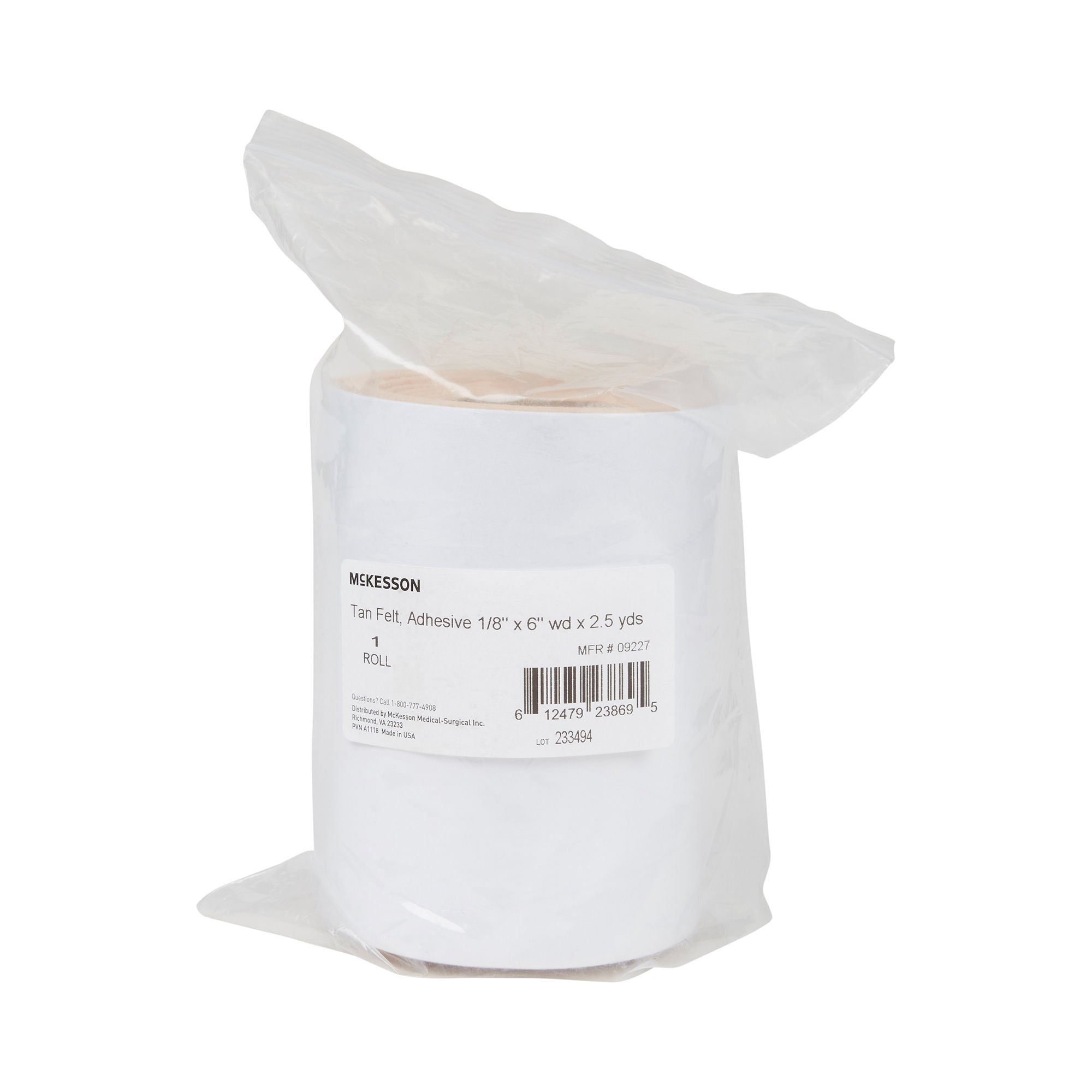 McKesson Tan Wool / Rayon Adhesive Orthopedic Felt Roll, 6 Inch x 2.5 Yard