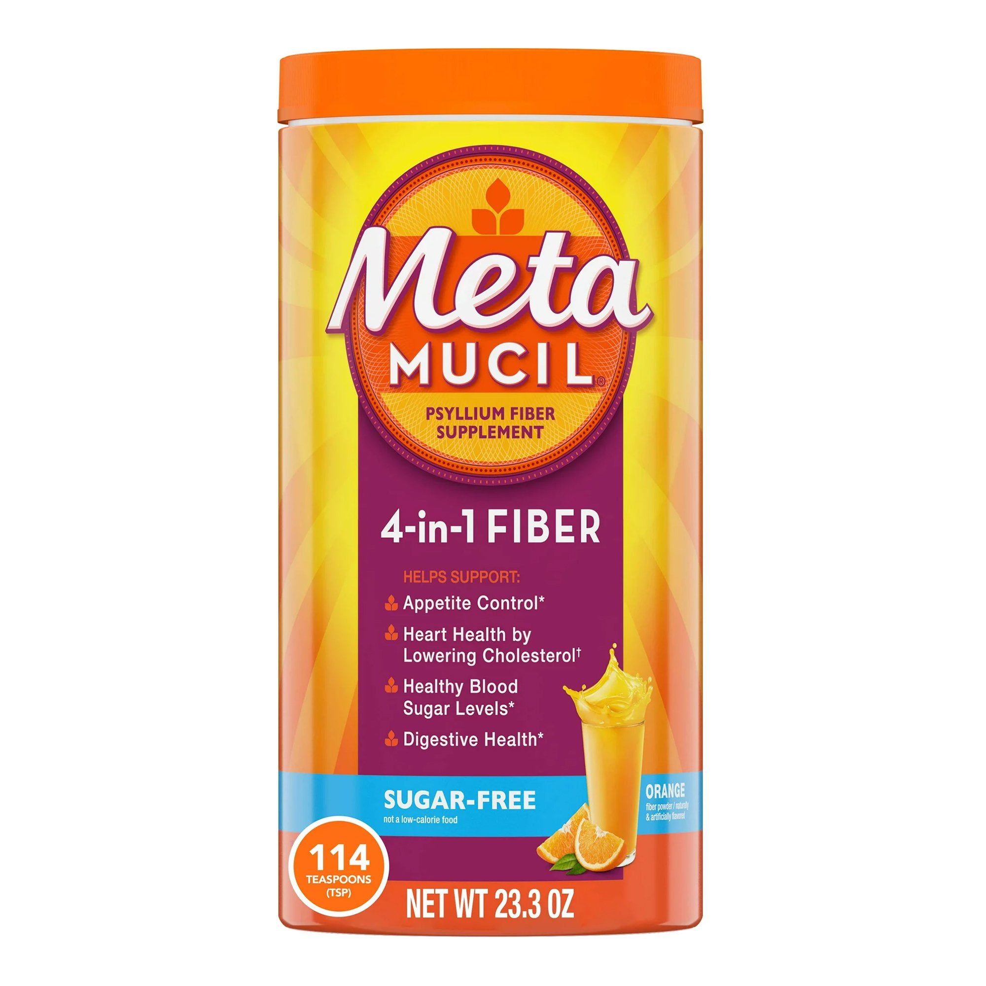 Metamucil Psyllium Fiber Supplement, Orange Powder