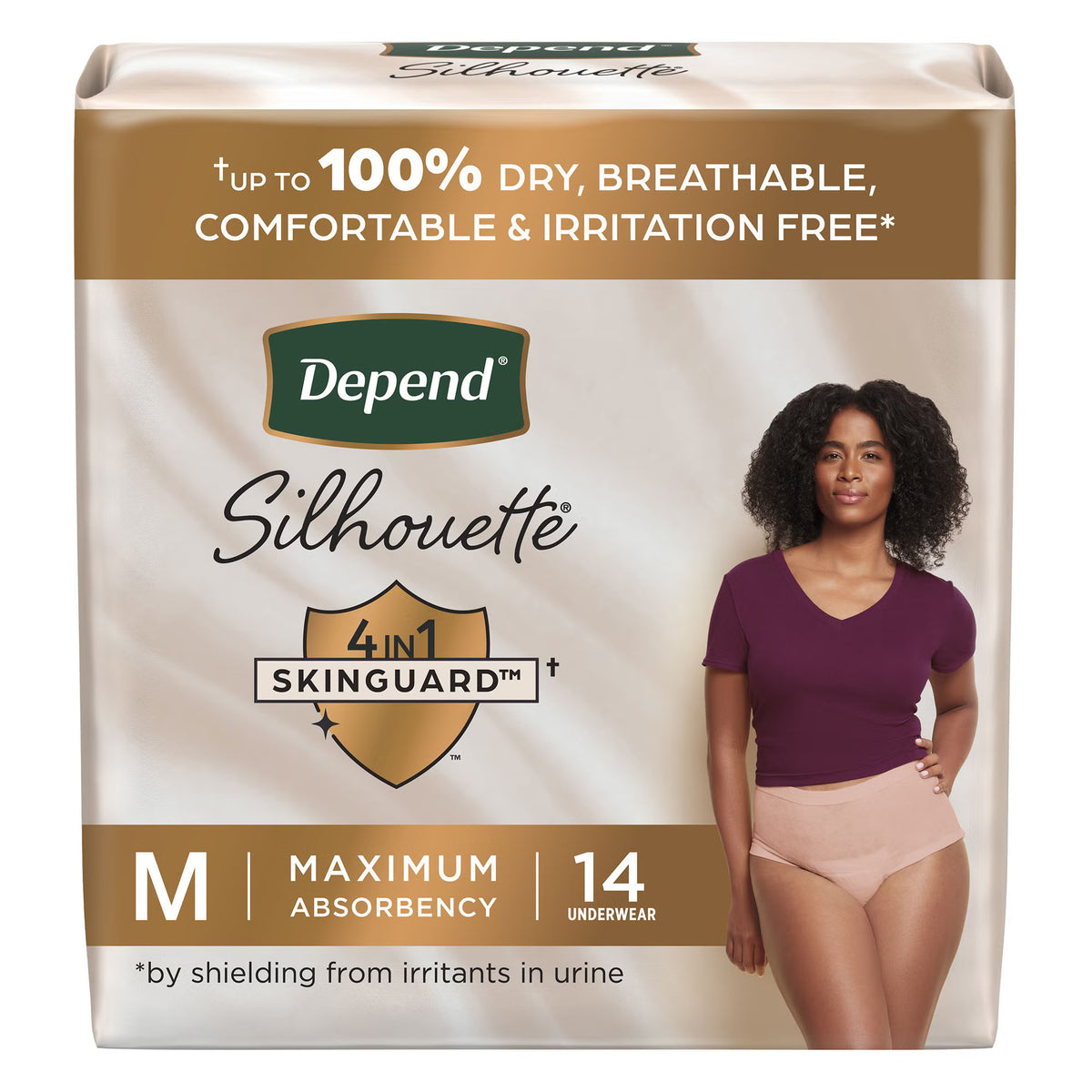 Depend® Silhouette® Maximum Absorbency Underwear, Medium — Pack of 14