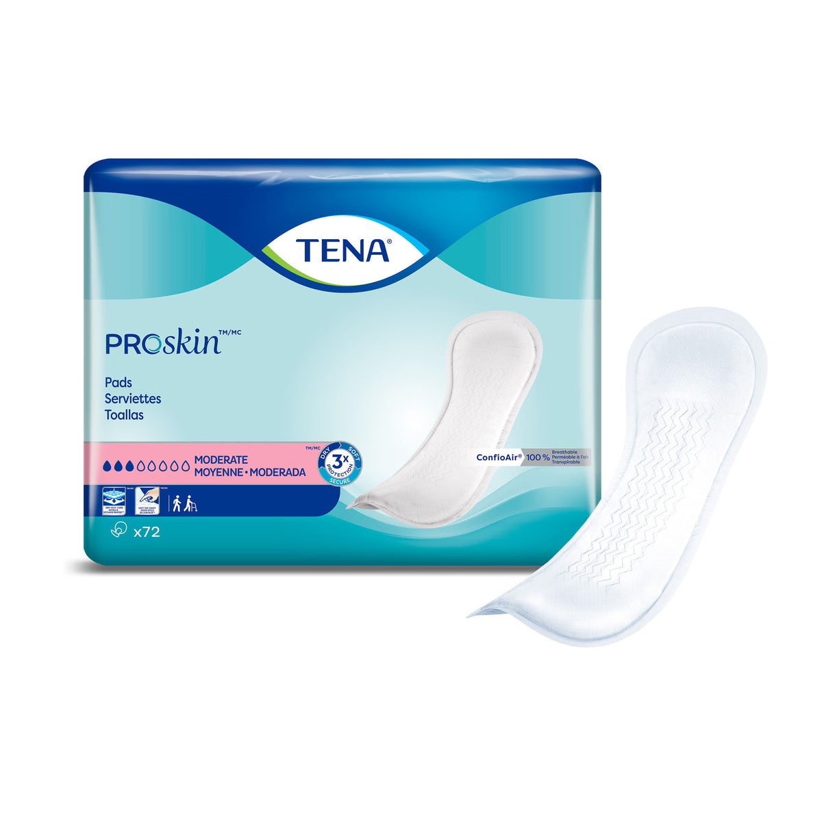 TENA Bladder Control Pads, Moderate Absorbency — Pack of 72