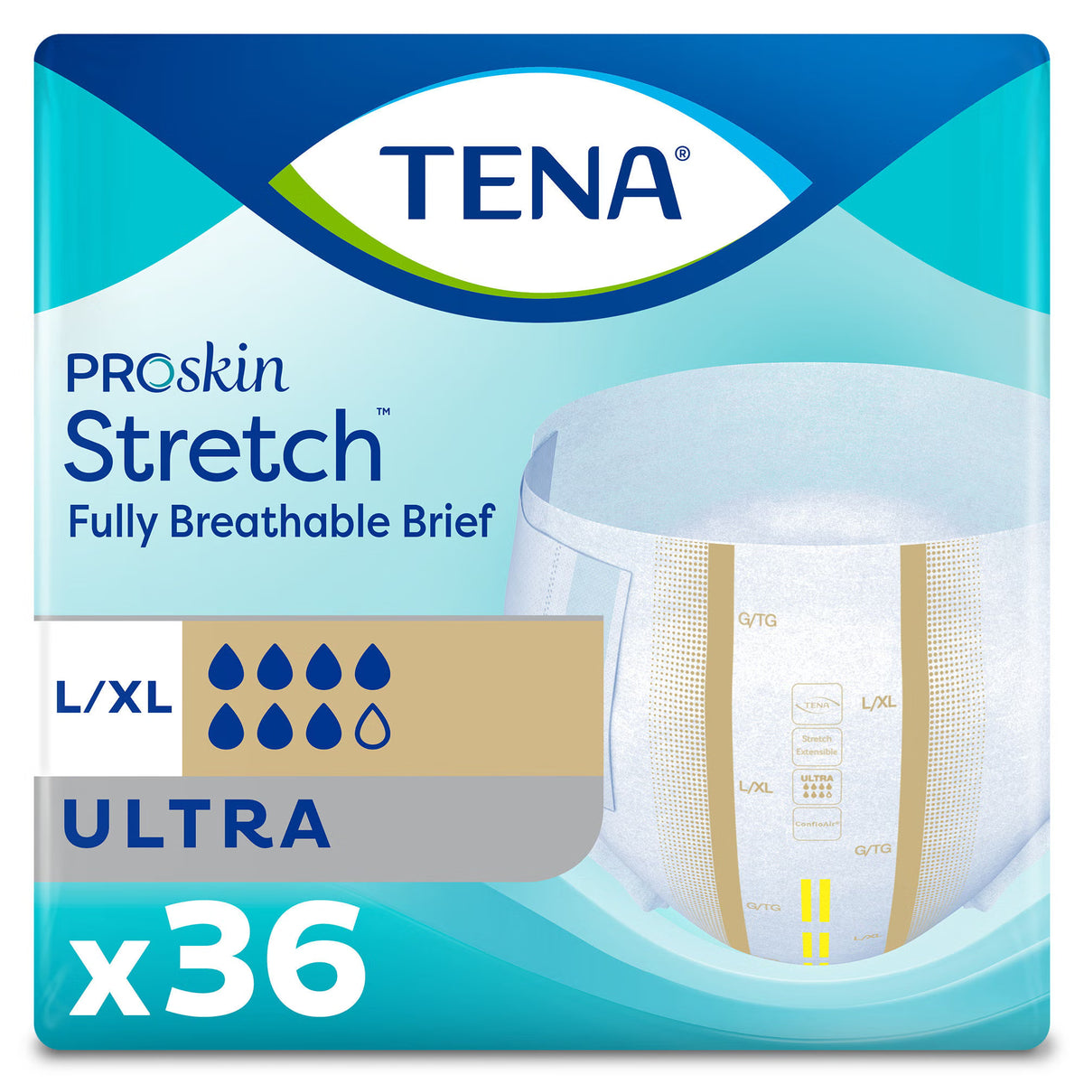 Tena® ProSkin Stretch™ Ultra Incontinence Brief, Large / Extra Large — Pack of 36