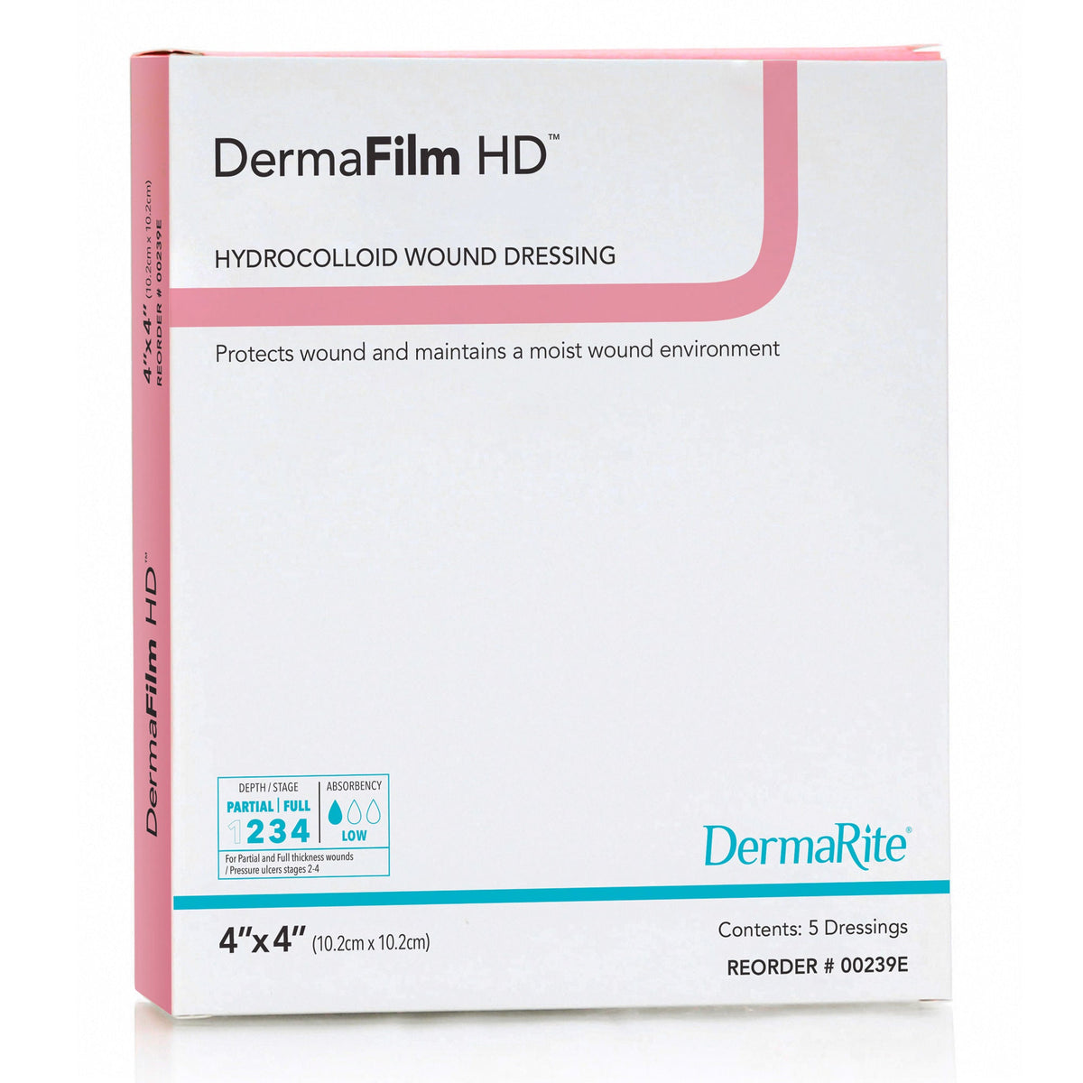 DermaFilm® HD Hydrocolloid Dressing, 4 x 4 Inch — Box of 5