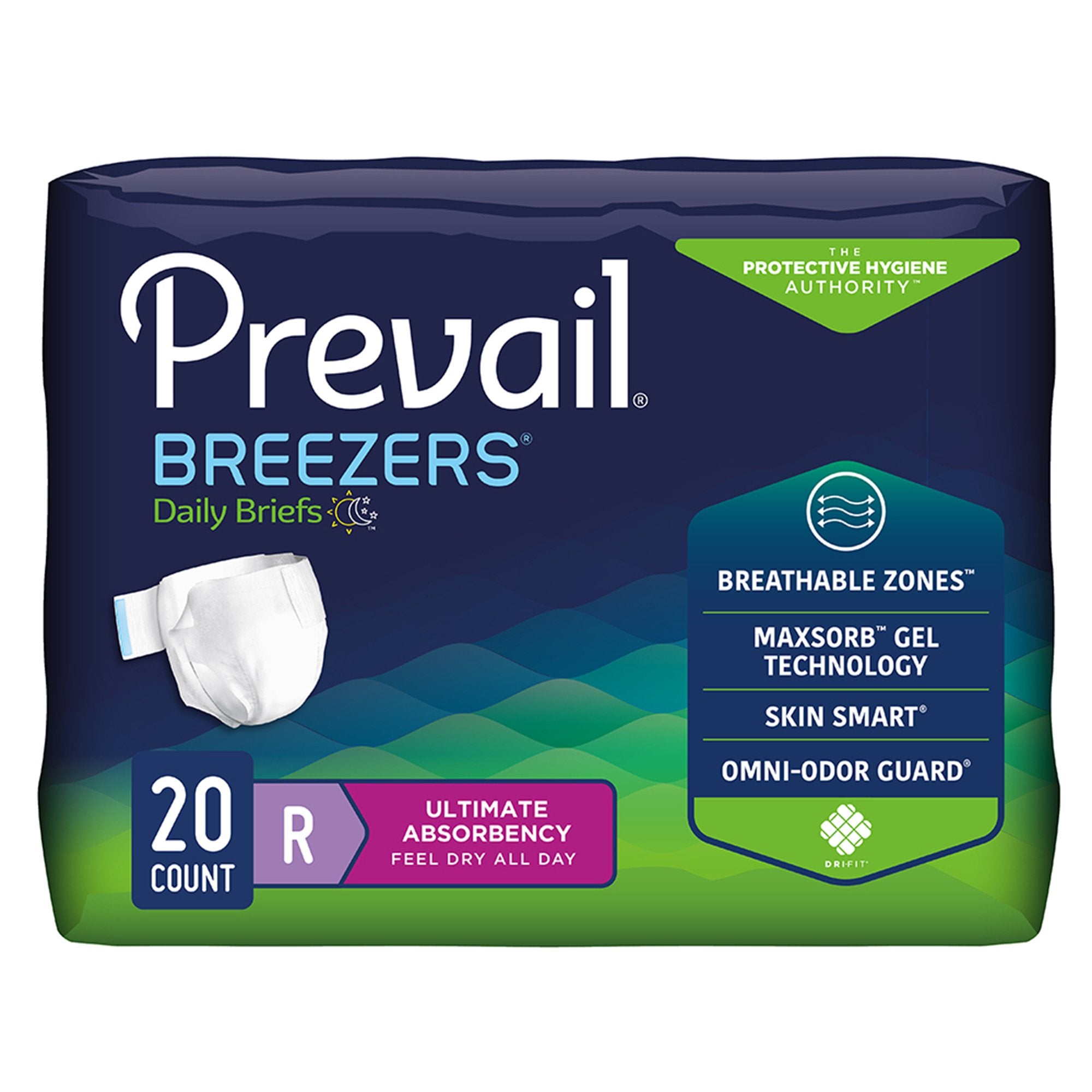Prevail Breezers Ultimate Absorbency Incontinence Briefs, Regular