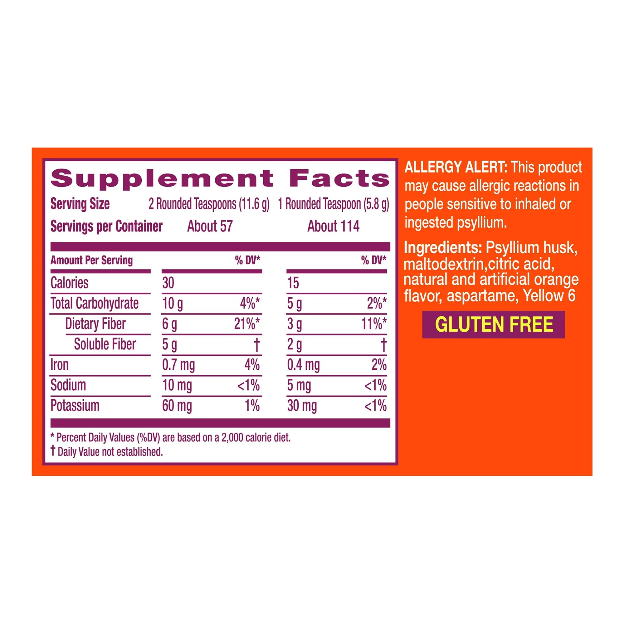 Metamucil Psyllium Fiber Supplement, Orange Powder