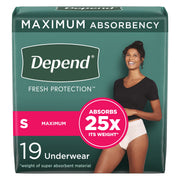 Depend® Fresh Protection™ Women's Maximum Absorbency Underwear, Small — Pack of 19