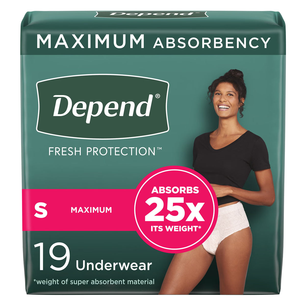 Depend® Fresh Protection™ Women's Maximum Absorbency Underwear, Small — Pack of 19