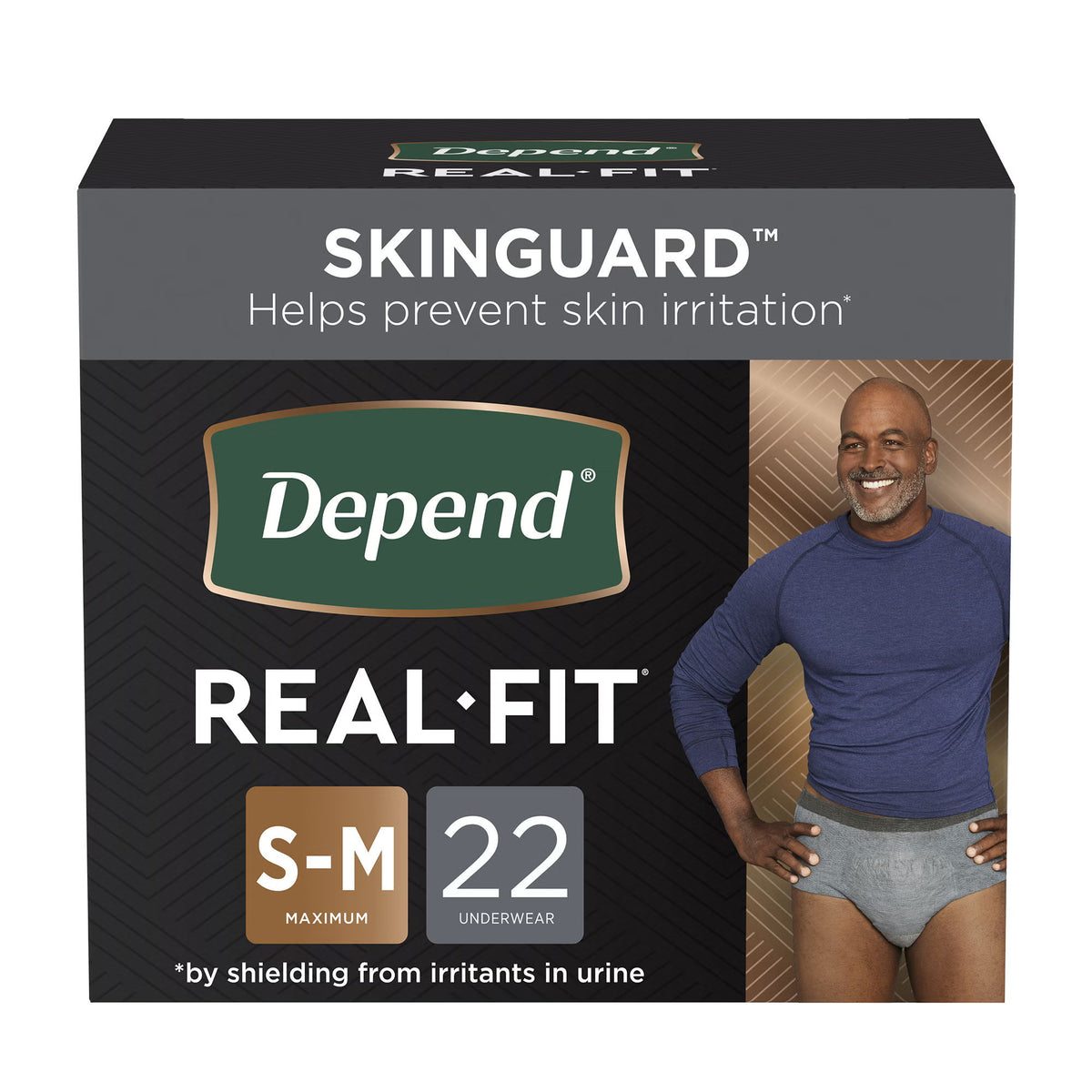 Depend® Real Fit® Maximum Absorbent Underwear, Small / Medium — Pack of 22