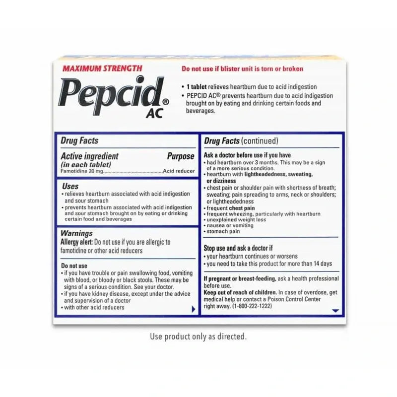 Pepcid AC Maximum Strength 20mg Acid Reducer Tablets