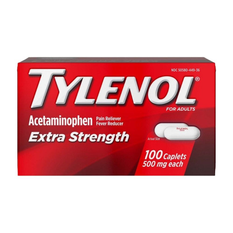 Tylenol Extra Strength caplets packaging on a white background